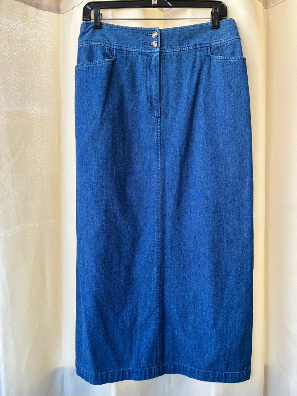 Vintage Talbots Denim Maxi Skirt Size 12 Blue Western Prairie Modest Country
